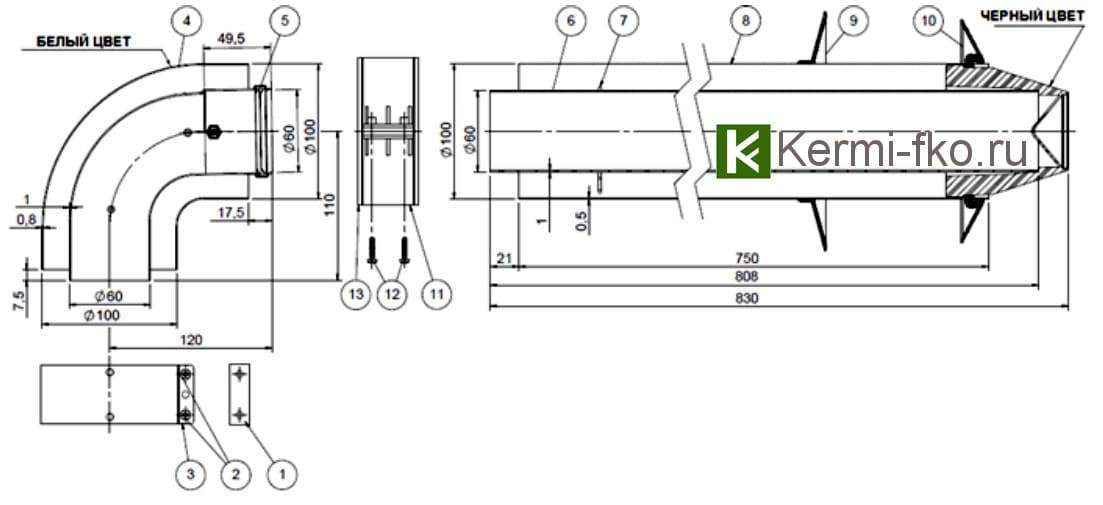 стоут дымоход stout 60/100, 850 мм, sca-6010-230850, купить, оригинал, цена, официальный сайт, сертификат, каталог, чертеж
