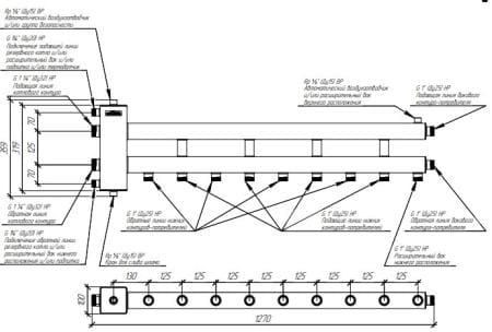 коллекторы с гидрострелкой gidruss, балансировочные коллекторы гидрусс, гребенки отопления gidruss BM-100 коллектор