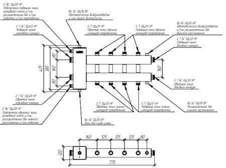 коллекторы с гидрострелкой gidruss, балансировочные коллекторы гидрусс, гребенки отопления gidruss BM-150 коллектор
