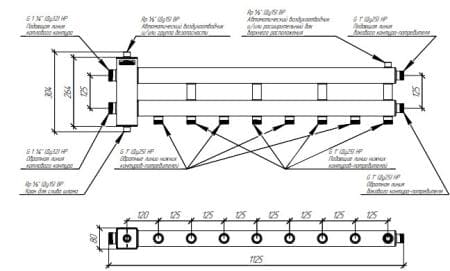 коллекторы с гидрострелкой gidruss, балансировочные коллекторы гидрусс, гребенки отопления gidruss BM-60