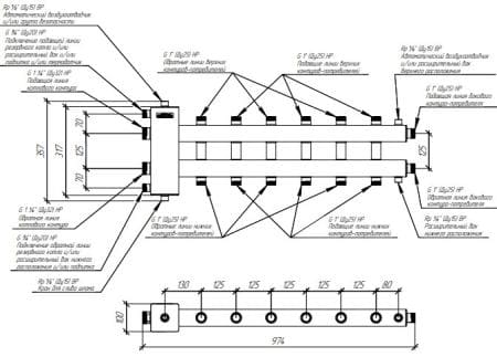 коллекторы с гидрострелкой gidruss, балансировочные коллекторы гидрусс, гребенки отопления gidruss BMSS-100 коллектор