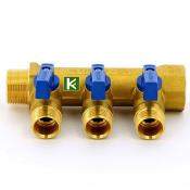 Коллектор на 3 выхода для труб отопления и водоснабжения Tiemme 1820020