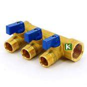 Коллектор на 3 выхода для труб отопления и водоснабжения Tiemme 1820020