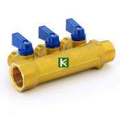 Коллектор на 3 выхода для труб отопления и водоснабжения Tiemme 1820020