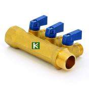 Коллектор на 3 выхода для труб отопления и водоснабжения Tiemme 1820020