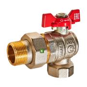 RBV-0006-2610220 ROMMER Кран шаровой угловой с американкой, ВР/НР, ручка бабочка 3/4"