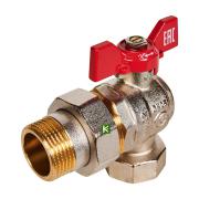 RBV-0006-2610225 ROMMER Кран шаровой угловой с американкой, ВР/НР, ручка бабочка 1"