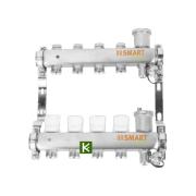 Коллектор SMART Install с термостатическими клапанами, 1"х3/4"EK - 8 выходов, нерж. сталь, с автоматическим воздухоотводчиком и сливным краном