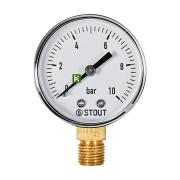 SIM-1010-501008 Stout Манометр радиальный 1/4", 10 бар, 50 мм