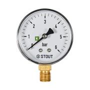 SIM-1010-630608 Stout Манометр радиальный 1/4", 6 бар, 63 мм