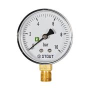 SIM-1010-631008 Stout Манометр радиальный 1/4", 10 бар, 63 мм